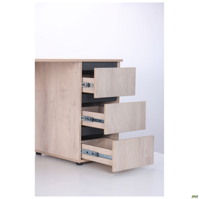 Стіл комп'ютерний Pluto ST R (1200х600х750) Дуб Ендгрейн/Чорний графіт AMF