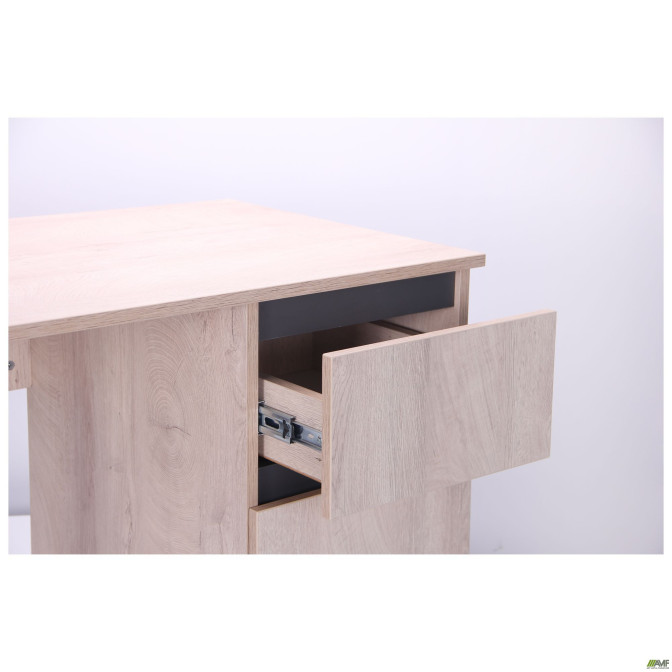 Стіл комп'ютерний Pluto ST R (1200х600х750) Дуб Ендгрейн/Чорний графіт AMF