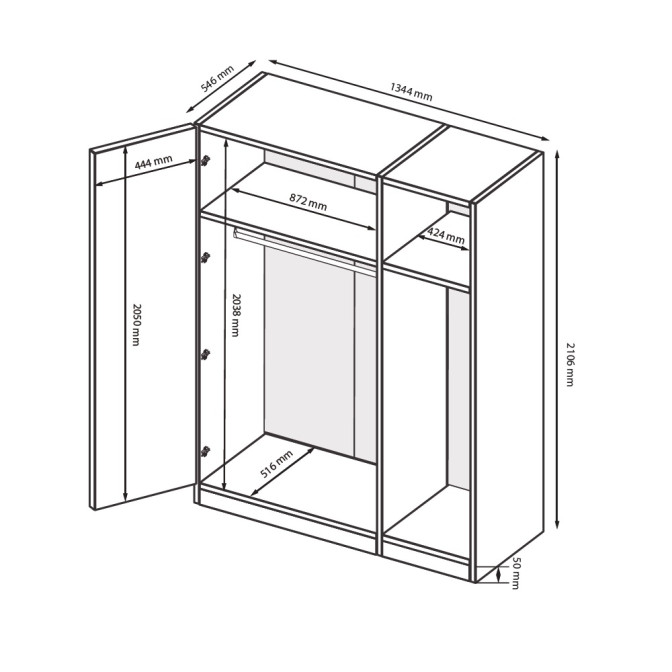 Шкаф 3Дв с зеркалом Тоффи / Toffee Супермат Тоффи - Орех Макадамия MiroMark TF-13-TF