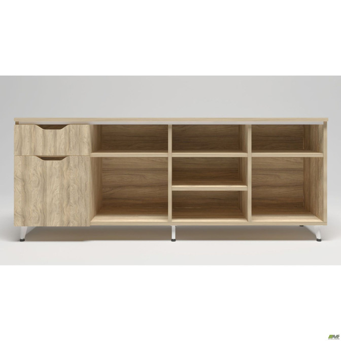 Тумба стационарная Delta DL-402L (1600х400х675мм) Блэквуд Ячменный / Опора Белый беж AMF