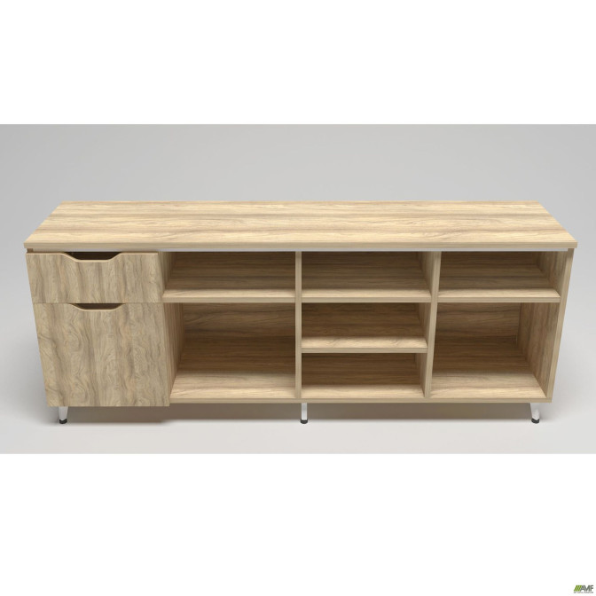 Тумба стационарная Delta DL-402L (1600х400х675мм) Блэквуд Ячменный / Опора Белый беж AMF