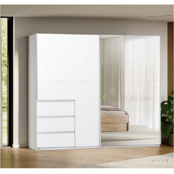 Шкаф-купе 2.5м 2Дв с зеркалом Вильма / Wilma Белый MiroMark WL-25-WB