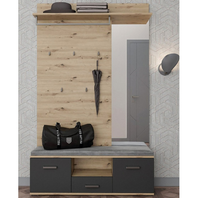 Передпокій Бруна Дуб Артизан / Антрацит Світ Меблів