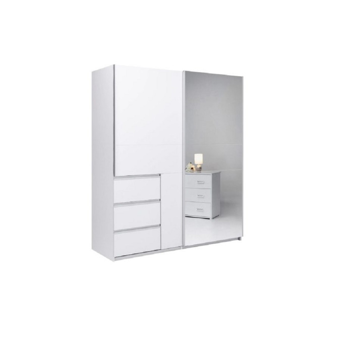 Шкаф-купе 1.75м 2Дв с зеркалом Вильма / Wilma Белый MiroMark WL-17-WB
