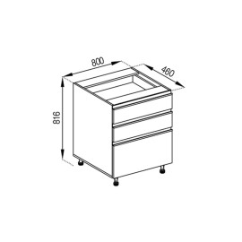 Кухонная секция нижняя Н 80 3Ш (2 + 1) LUX Софи Мир мебели
