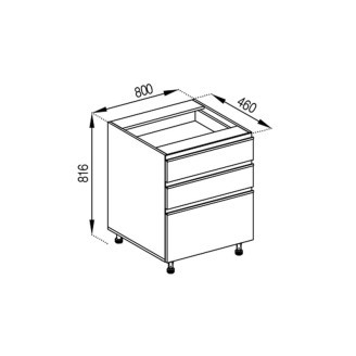 Кухонная секция нижняя Н 80 3Ш (2 + 1) LUX Софи Мир мебели