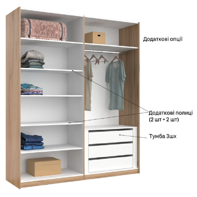 Шафа-купе 2,0х2,1 з дзеркалом2Дв Міла / Mila Глянець Білий MiroMark MA-21-WB