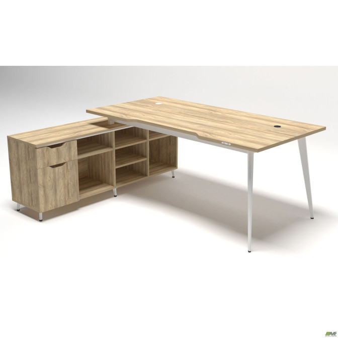 Рабочее место Delta DL-101L (1990х1600х750мм) Блэквуд Ячменный/Каркас белый/Опора белый AMF Рабочее место Delta DL-101L (1990х1600х750мм) Блэквуд Ячменный/Каркас белый/Опора белый AMF