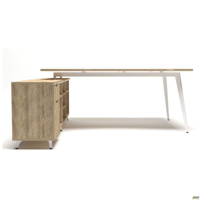 Рабочее место Delta DL-101L (1990х1600х750мм) Блэквуд Ячменный/Каркас белый/Опора белый AMF