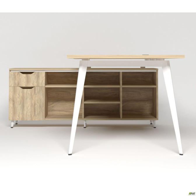 Рабочее место Delta DL-101L (1990х1600х750мм) Блэквуд Ячменный/Каркас белый/Опора белый AMF