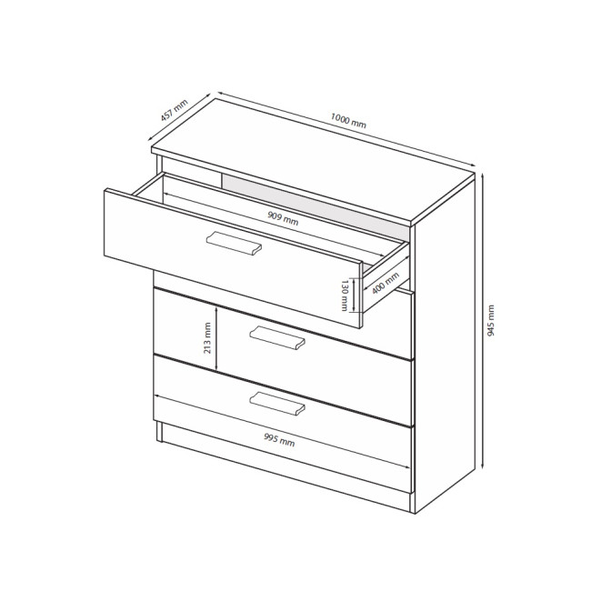 Комод 4Ящ Хеппи / Happy Глянец Белый MiroMark HP-64-WB