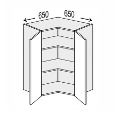Кухонна секція Мері верхня Кут 90° 650х650/720 2дв MR-492W/9003gl MiroMark
