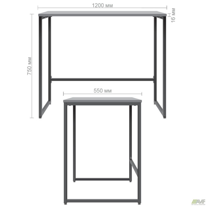 Стол компьютерный Asti AS1200 (1200х550х750Н) черный/Дуб Сонома  AMF