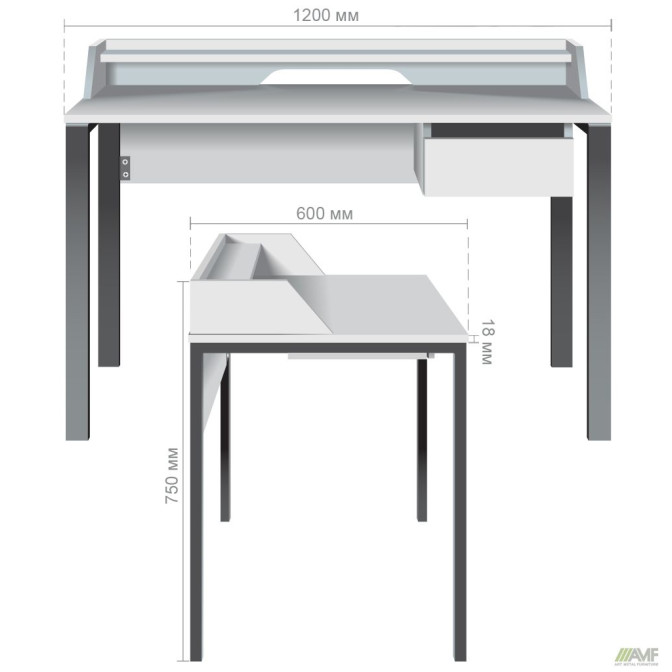 Компьютерный стол Pluto Top SH (1200х600х750) Дуб Эндгрейн/Черный графит AMF