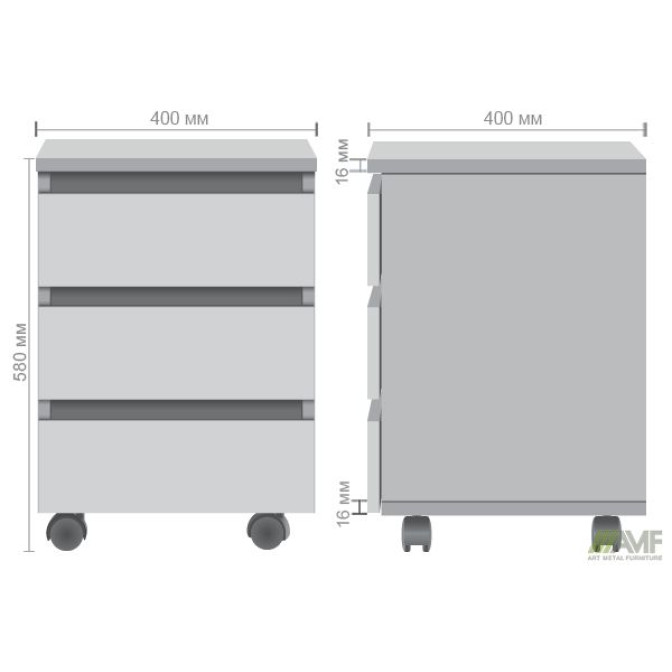 Тумба мобильная Pluto SM1 (400х400х580) Дуб Эндгрейн AMF
