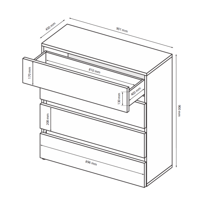 Комод 4Ящ Мия / Mia Глянец Белый MiroMark MI-64-WB