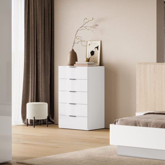 Комод 5Ящ Міла / Mila Глянець Білий MiroMark MA-65-WB