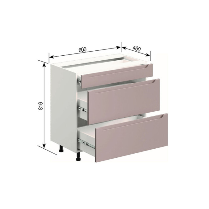 Кухонная секция нижняя Н 60 3Ш (1 + 2) LUX Зарина Мир мебели