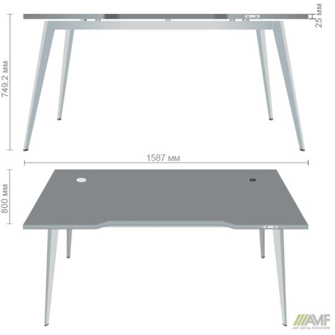 Стол Delta DL-106 (1590х800х750мм) Блеквуд Ячменный/Каркас белый AMF