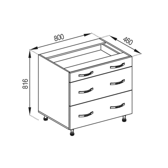 Кухонная секция нижняя Н 80 3Ш (1 + 2) LUX Оля Мир мебели