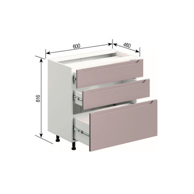 Кухонная секция нижняя Н 60 3Ш (2 + 1) LUX Зарина Мир мебели  