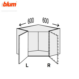 Кухонная секция Миллениум WG верхняя Угол В 45° 600х600/450 1дв Pro Blum Правая ML-393W/01R MiroMark