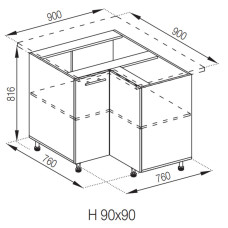 Кухонна секція нижня 90*90 Адель Світ меблів 