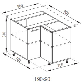 Кухонна секція нижня 90*90 Адель Світ меблів 