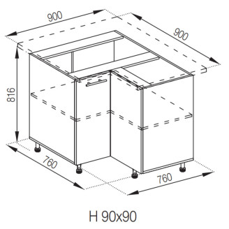 Кухонная секция нижняя 90*90 Адель Мир мебели Кухонная секция нижняя 90*90 Адель Мир мебели