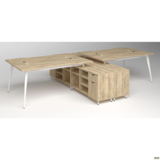 Рабочая станция Delta DL-109 (3580х2400х750мм) Блэквуд Ячменный/Каркас белый/Опора белый AMF