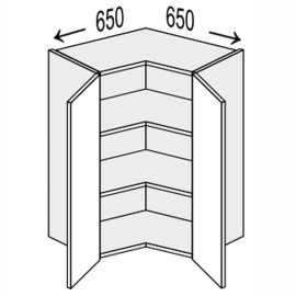 Кухонная секция Глори верхняя угол В 90° 650х650/720 2дв GL-492W/01 MiroMark