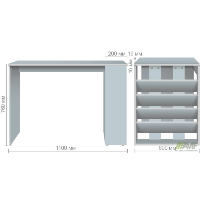 Стол компьютерный Gravity GR-101 R (1100х600х760) Дуб Сонома AMF