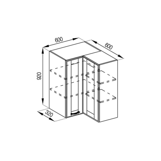 Кухонная секция верхняя 60*60 кут прямий (h-920) Доминика Мир мебели