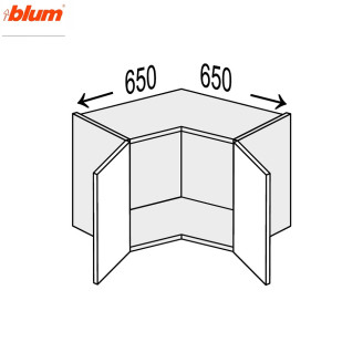 Кухонна секція Мері верхня Кут 90° 650х650/450 2дв Pro Blum MR-391W/9003gl MiroMark