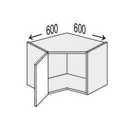Кухонна секція Мері верхня Кут 45° 600х600/360 1дв MR-192W/9003gl MiroMark
