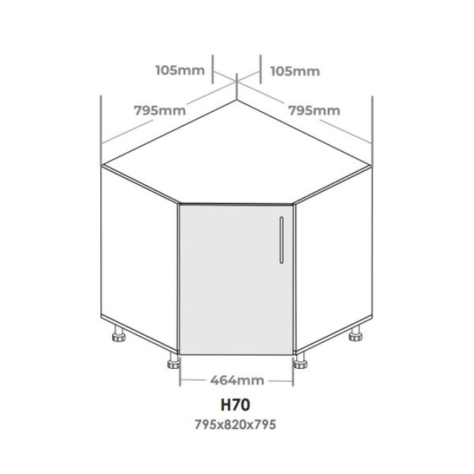 Кухонна секція Н70-795 нижня 795 кут 45