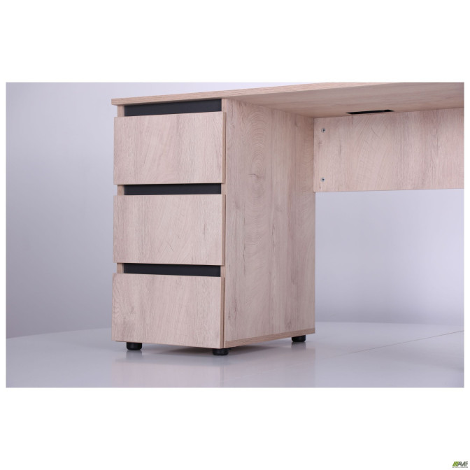 Стол компьютерный Pluto ST L (1200х600х750) Дуб Эндгрейн/Черный графит AMF