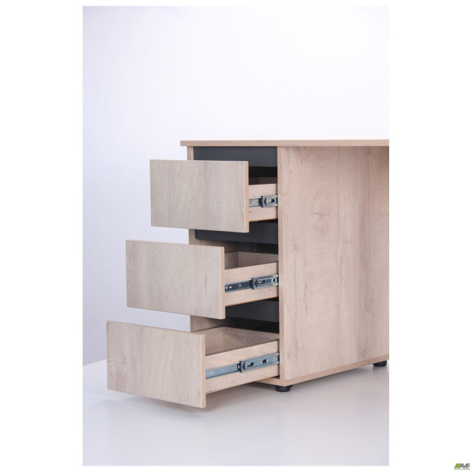 Стол компьютерный Pluto ST L (1200х600х750) Дуб Эндгрейн/Черный графит AMF