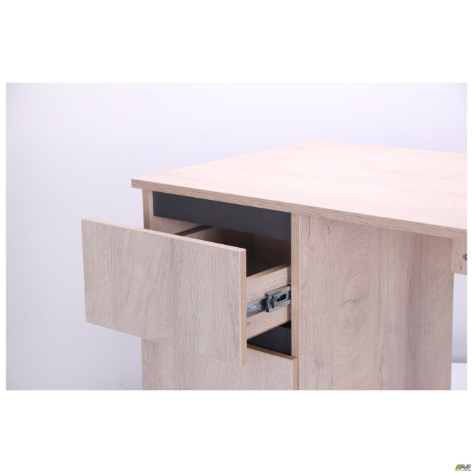 Стол компьютерный Pluto ST L (1200х600х750) Дуб Эндгрейн/Черный графит AMF