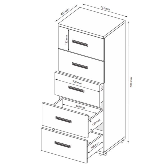 Комод 5Ящ Белла / Bella Глянец белый MiroMark BL-65-WB
