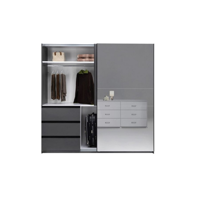 Шкаф-купе 2.15м 2Дв с зеркалом Вильма / Wilma Графит MiroMark WL-21-GT