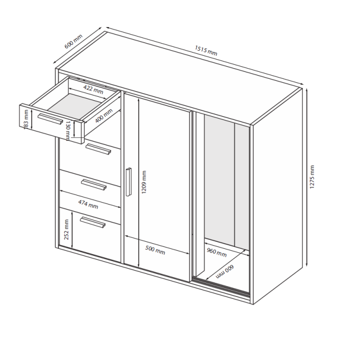 Комод 2Дв 5Ящ Кейс / Case Графит MiroMark 3831229M