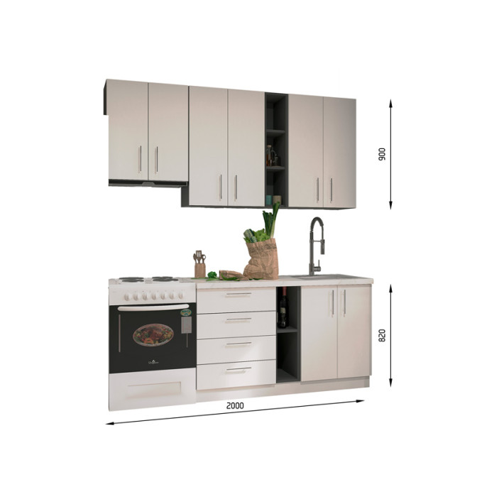 Кухня готова ДСП 3 Класик 2,0 м висота Н 900 плита окремо, з ручками Senam