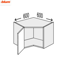 Кухонна секція Вінтаж верхня Кут В 45° 600х600/360 1дв Pro Blum VN-193W/9003 MiroMark