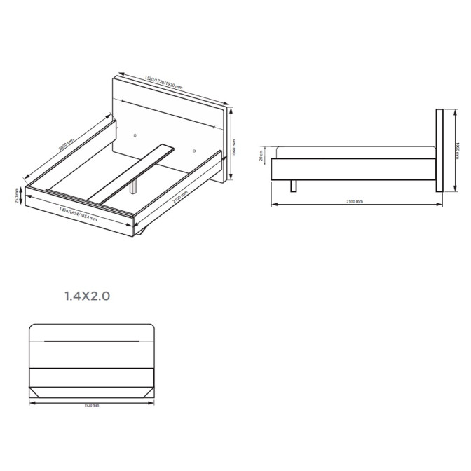 Кровать без каркаса 1,4х2,0 Фемели / Family Глянец Белый MiroMark FM-35-WB