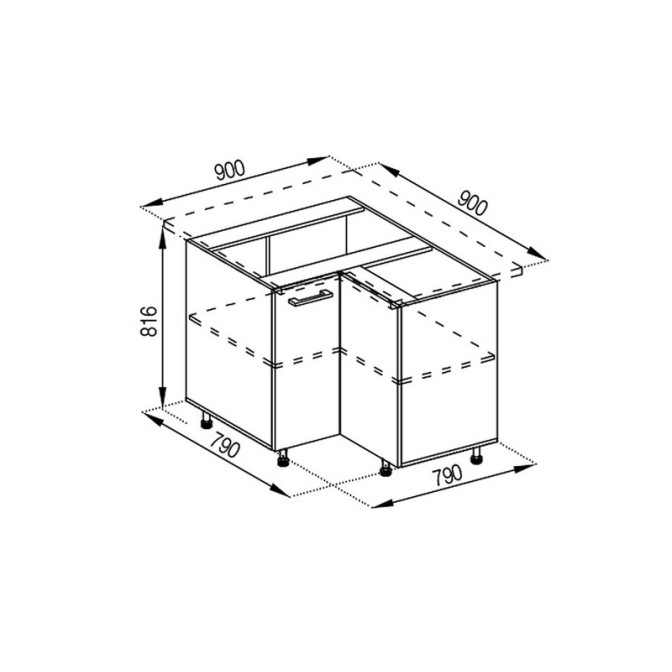 Кухонна секція нижня 90*90 Марта  Світ меблів