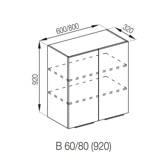 Кухонная секция верхняя В 80 (h-920) Алиса Мир мебели 