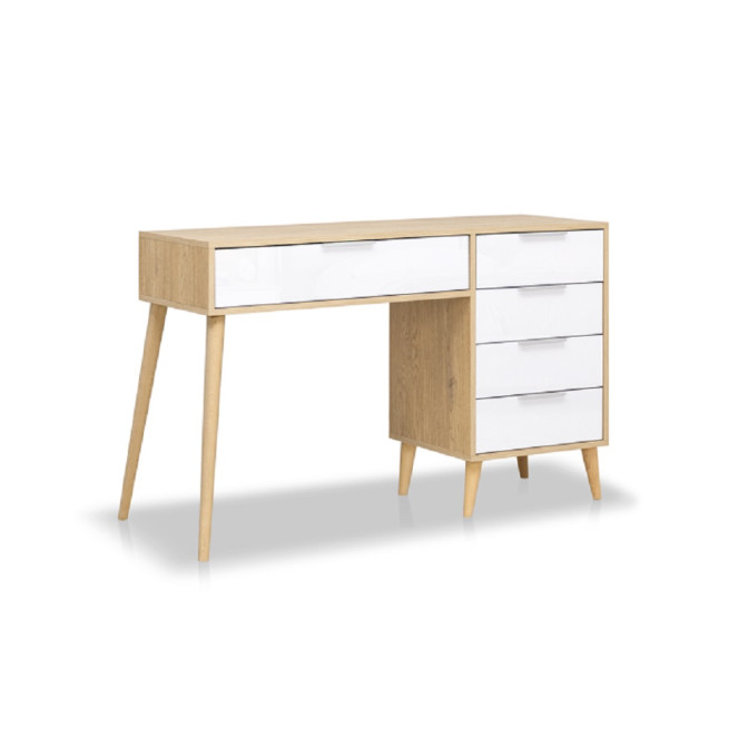 Столик туалетний 5Ящ Олівія / Olivia Глянець Білий - Кремона Дуб MiroMark OV-75-WB