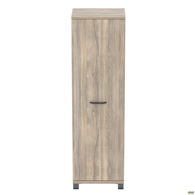 Шкаф гардероб с зеркалом SIG – 901 - 1 (550х420х1900мм) Опоры, ручка Черный графит / Вяз Либерти Дымчатый AMF