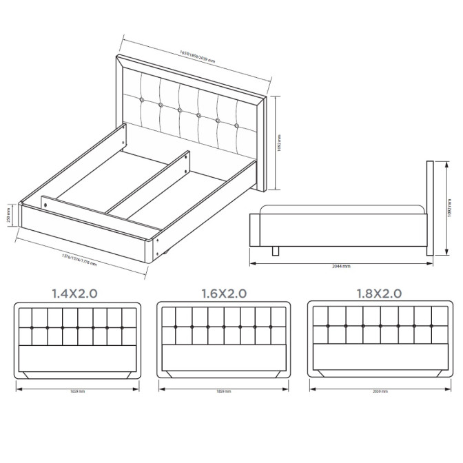 Кровать с мягкой спинкой 1,8*2,0 Белла / Bella Глянец белый MiroMark BL-39-WB